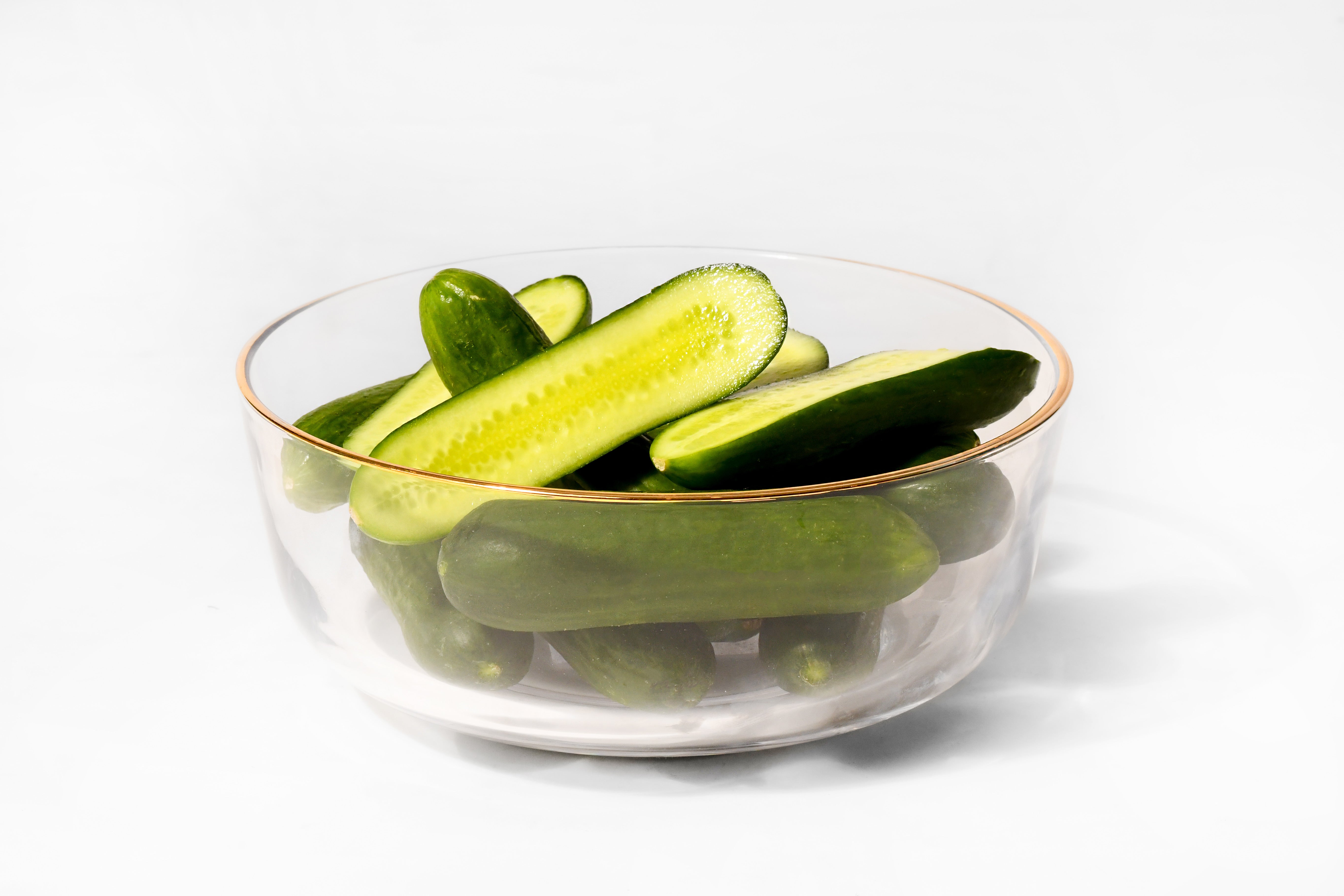 Clear Glass Bowl with Gold Rim 8.75"