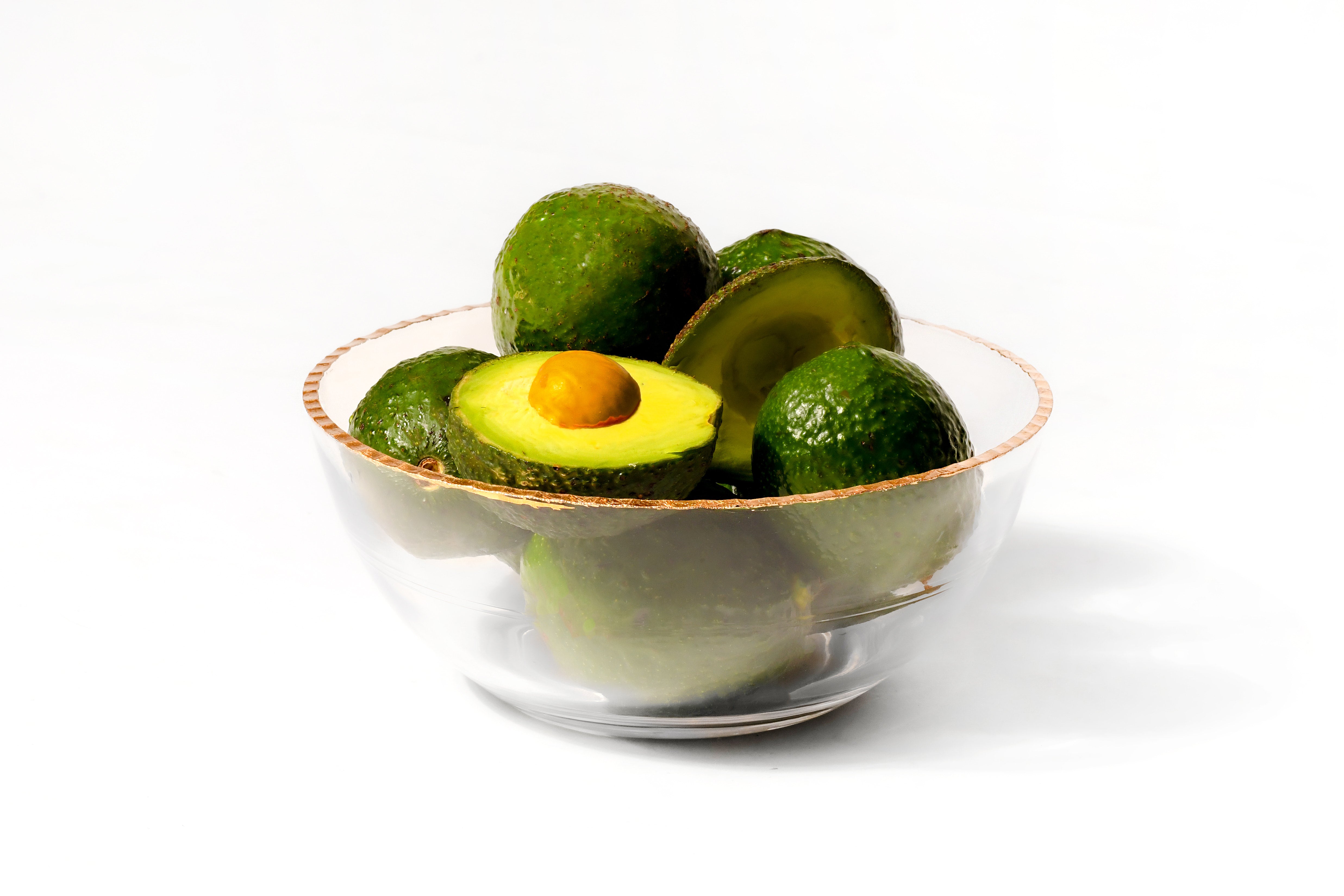 Clear Glass Bowl with Gold Rim 9"