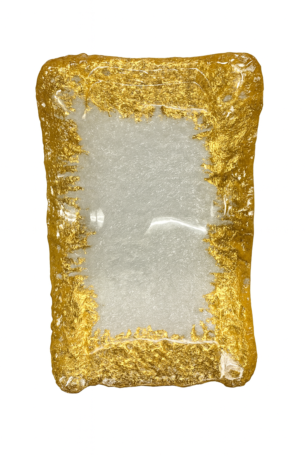 Rectangular Glass Tray with Gold Foil Rim