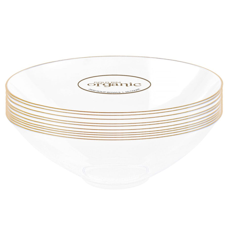Organic Collection Clear/Gold Rim 16 oz Soup Bowls - The Closeout Connection