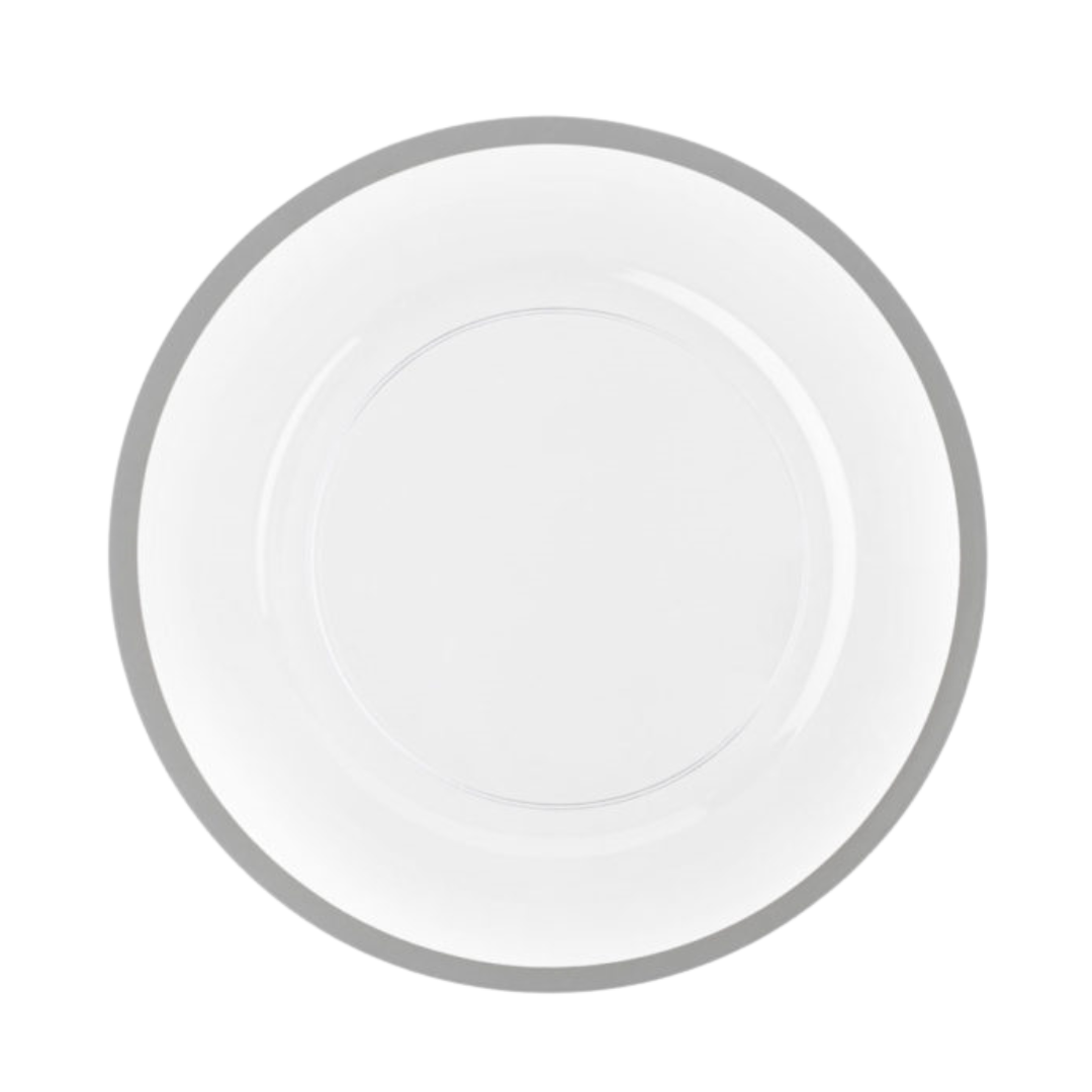 Table Settings Silver Rim Chargers- 4 Count - The Closeout Connection