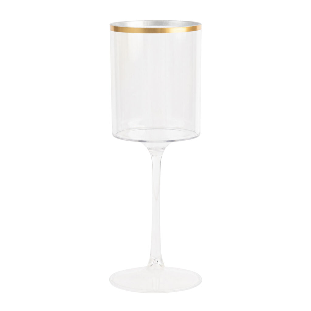 Square Wine Glass with Gold Rim - 5 Count