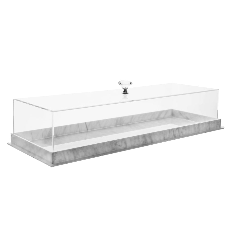 Lucite Cake Tray with Marble Base 16.5" x 5.5"