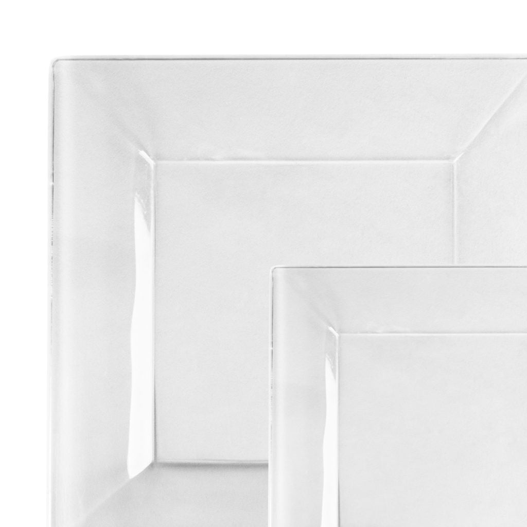 Square White/Clear Heavy Duty Plastic Plates - 10ct