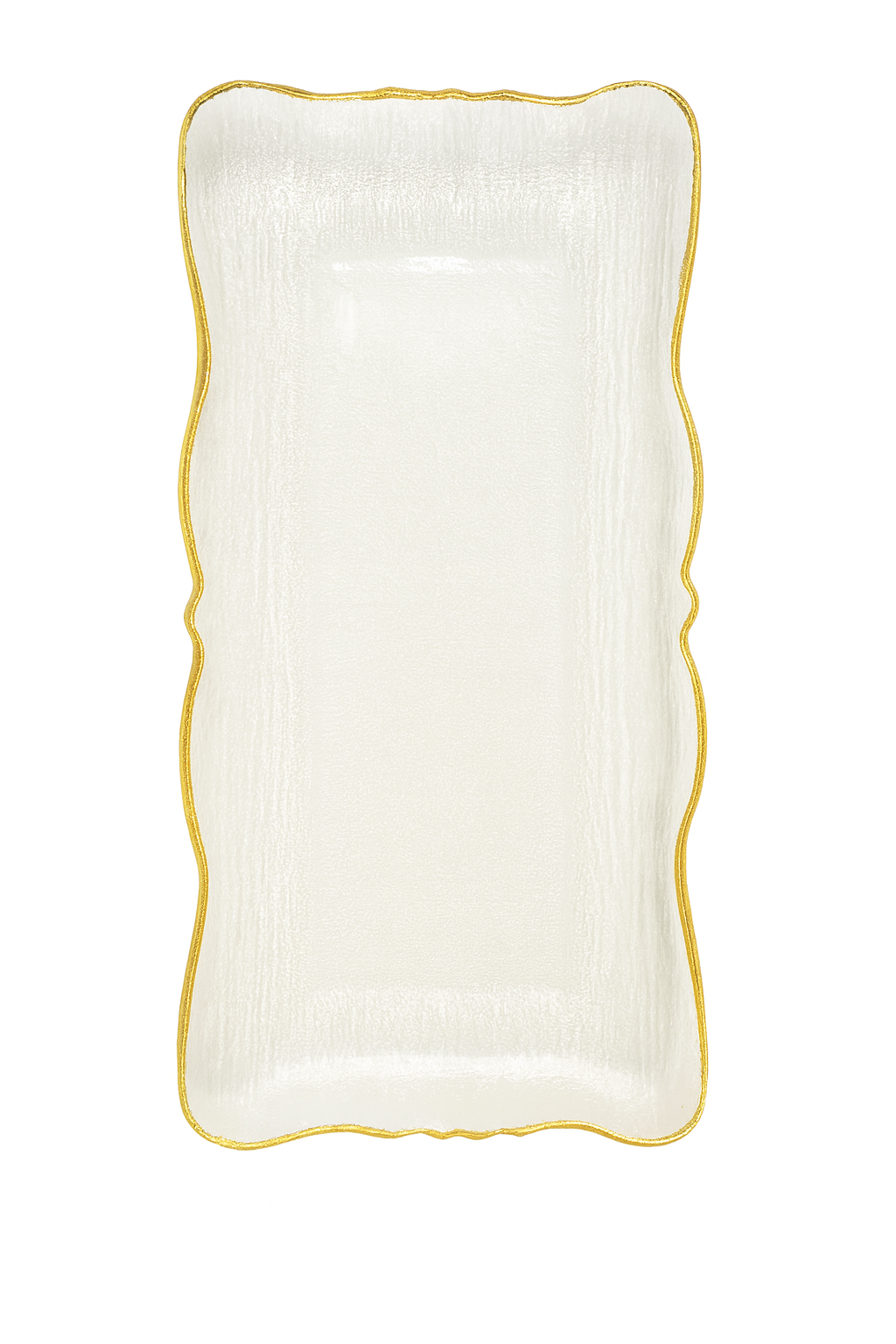 Rectangular Clear Glass Tray with Gold Rim