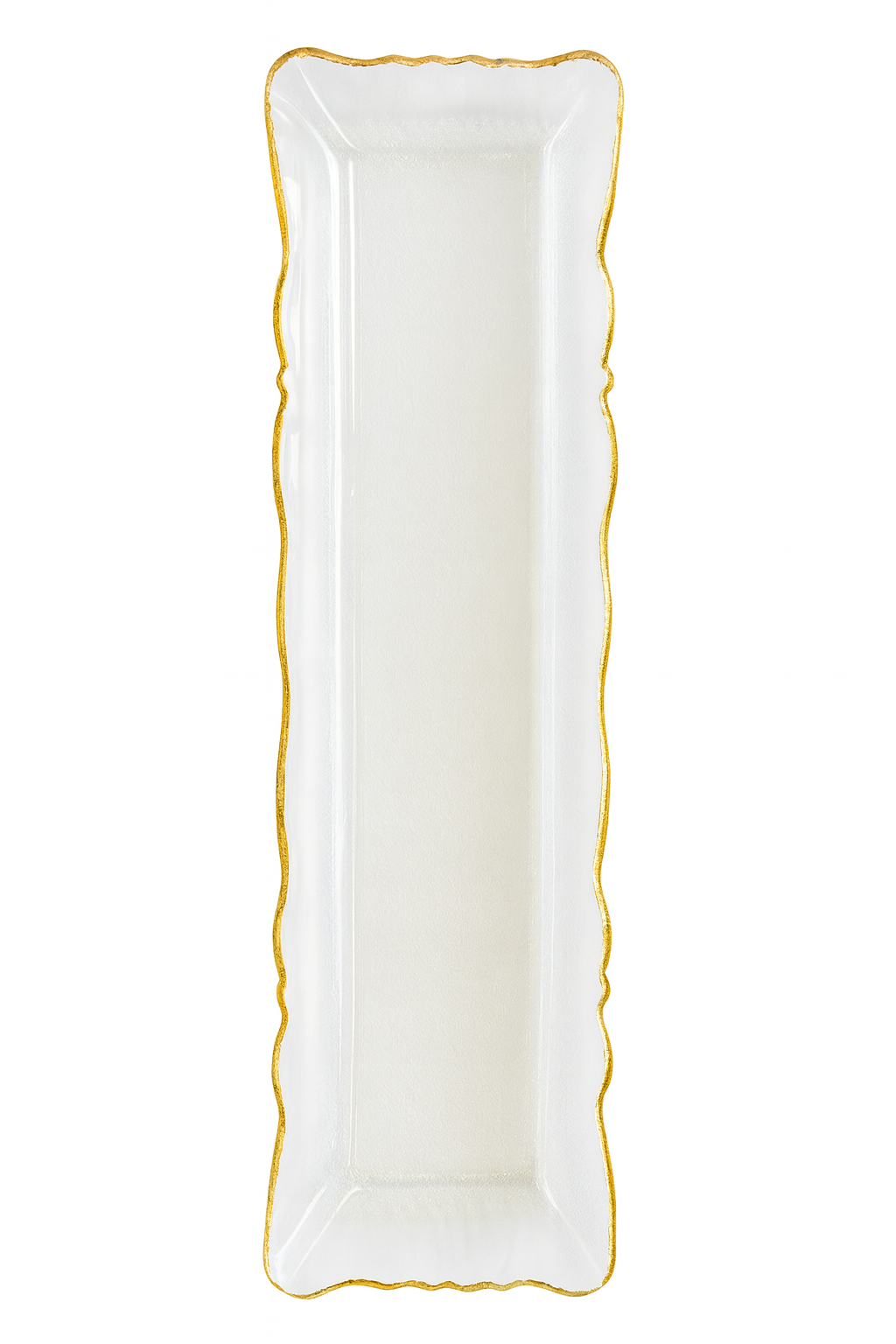 Rectangular Clear Glass Tray with Gold Rim