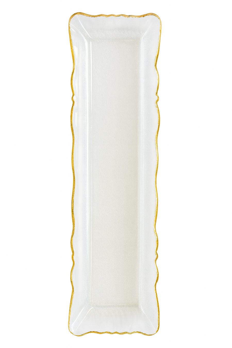 Rectangular Clear Glass Tray with Gold Rim - The Closeout Connection