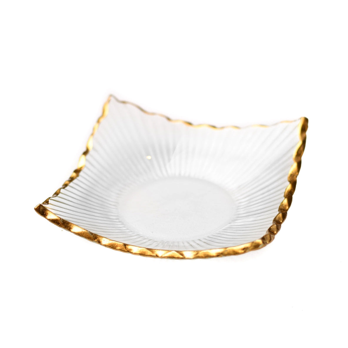 Clear Square Glass Tray with Gold Rim