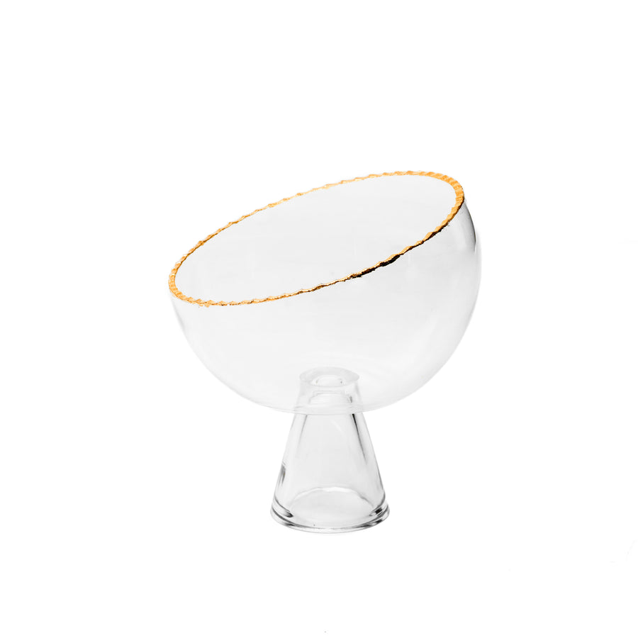 Glass Candy Bowl with Gold Rim and Clear Stand - The Closeout Connection