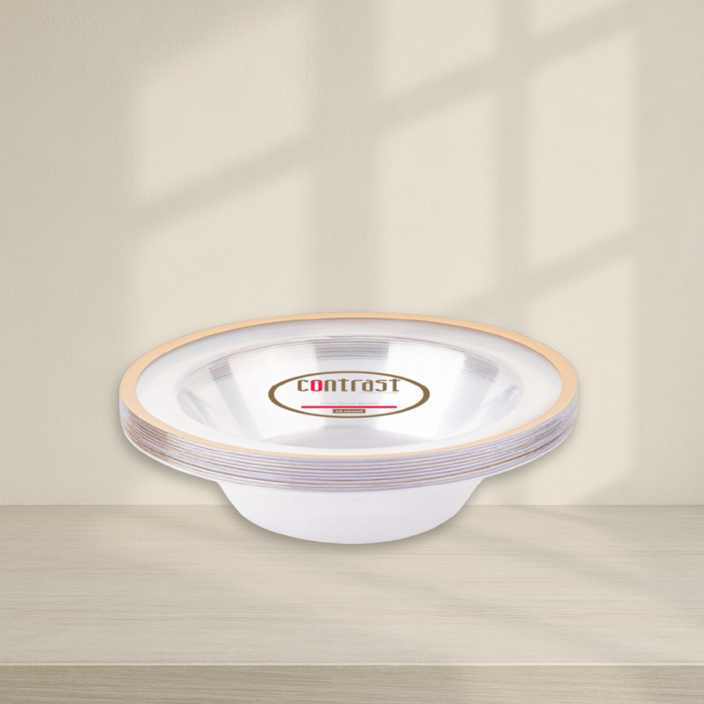 Clear Gold Rim Soup Bowls- 12oz