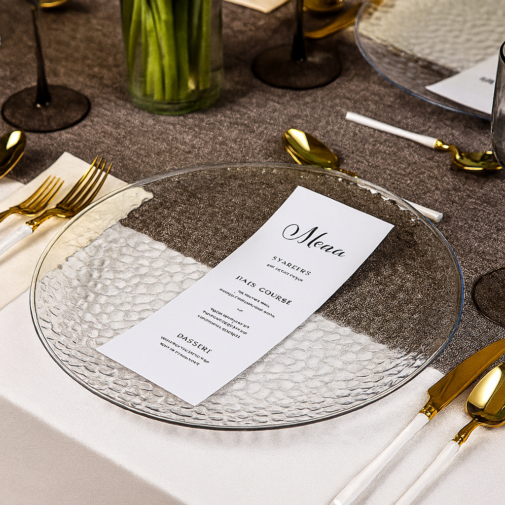 Clear Organic Hammered Chargers- 4 CT