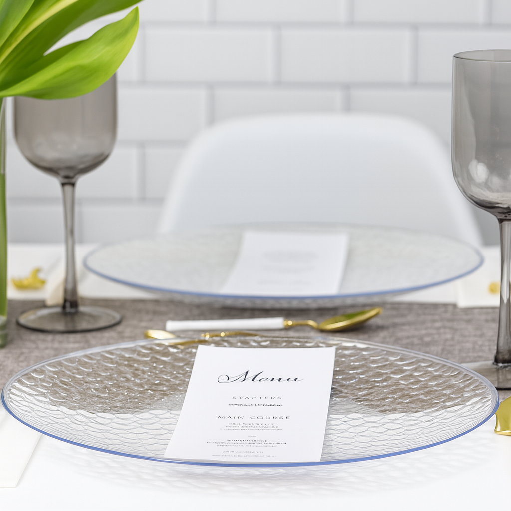 Clear Organic Hammered Chargers- 4 CT