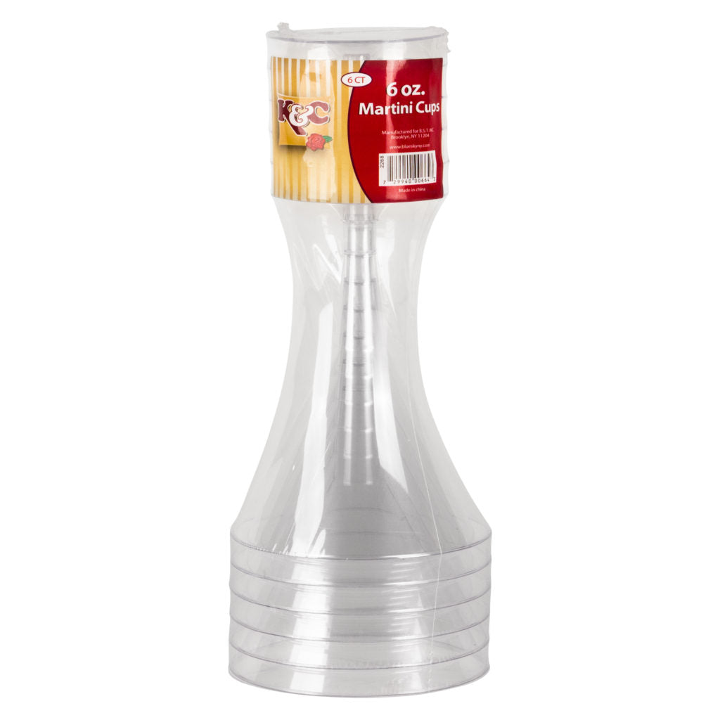 Plastic Martini Cups- 6 Count - The Closeout Connection