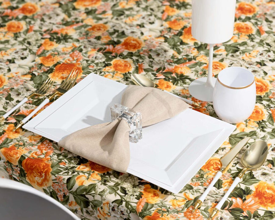 The Rectangle Splendid Clear/White Heavy Duty Plastic Plates- 10 count - The Closeout Connection