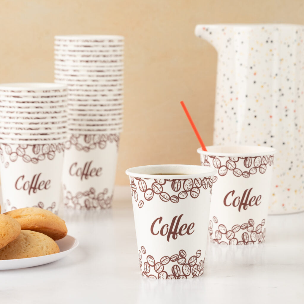 Coffee Print Hot Cups - 50 Count - The Closeout Connection