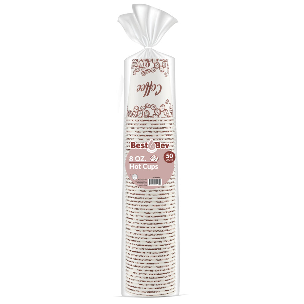 Coffee Print Hot Cups - 50 Count
