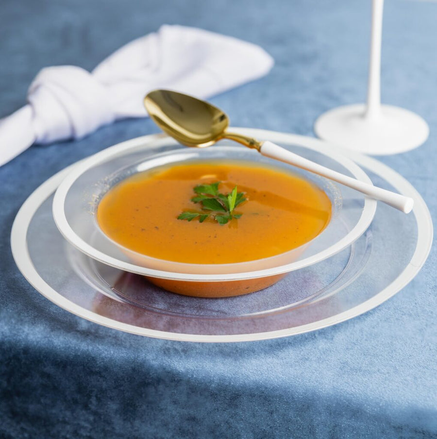 Soup Bowls Clear White Rim - The Closeout Connection