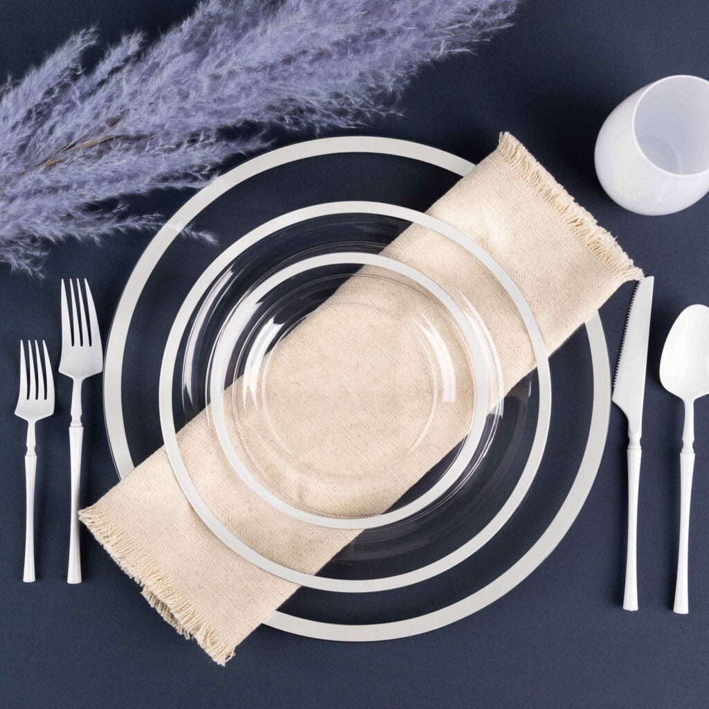 Contrast Collection Combo Plates Clear White Rim