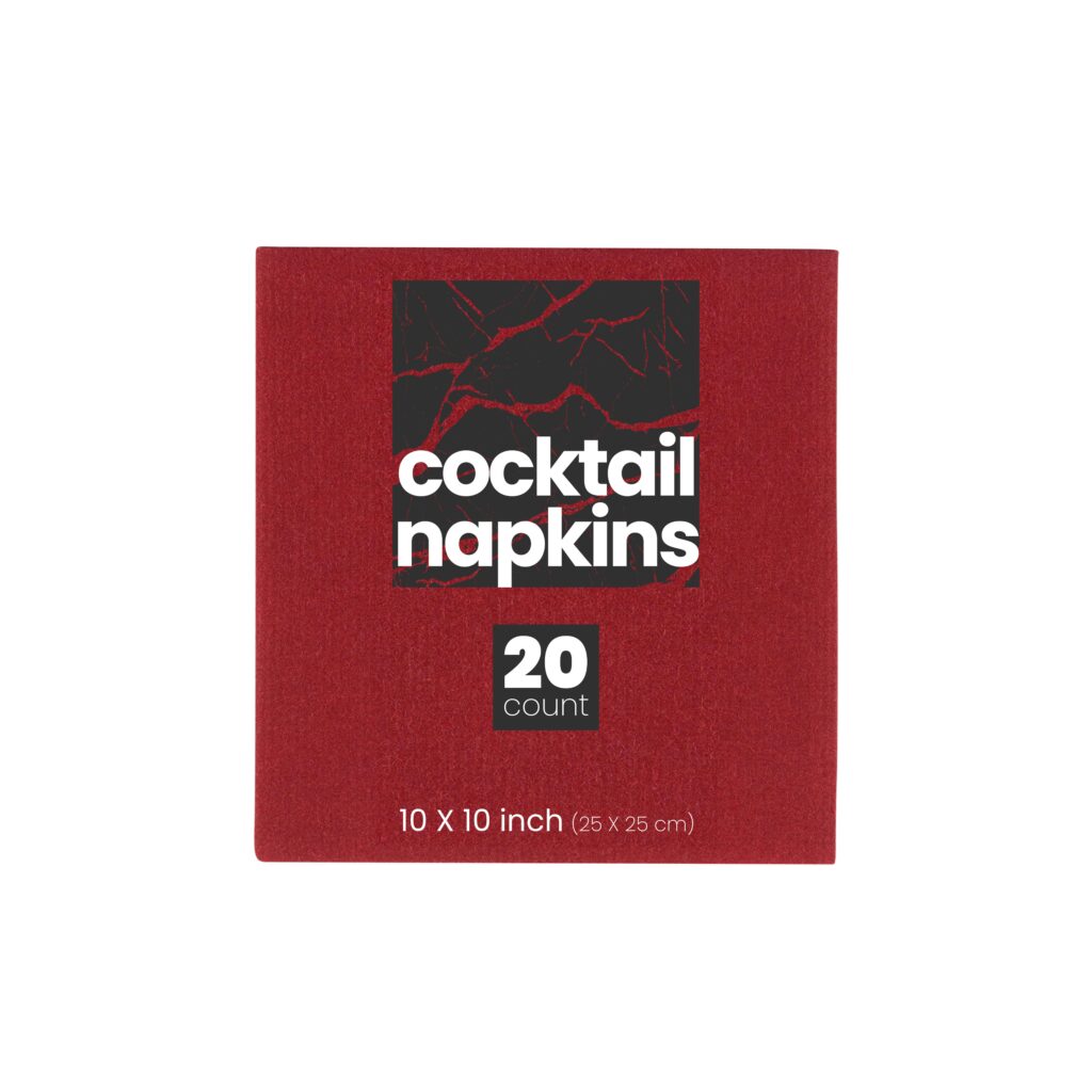 Airlaid 1/4 Fold Cranberry Red Cocktail Napkin - 20 Count