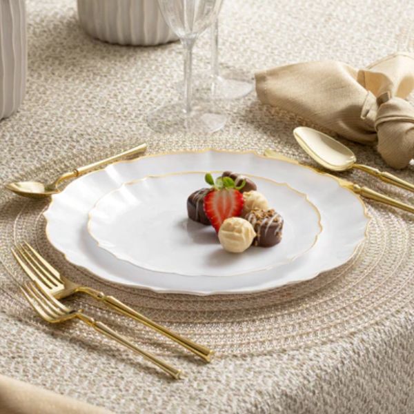 Decor Luxe Collection White with Gold Rim - The Closeout Connection