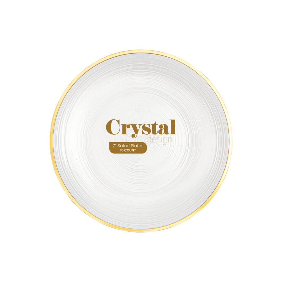 Crystal Design Pearl/Gold Rim 7 inch Salad Plates - The Closeout Connection