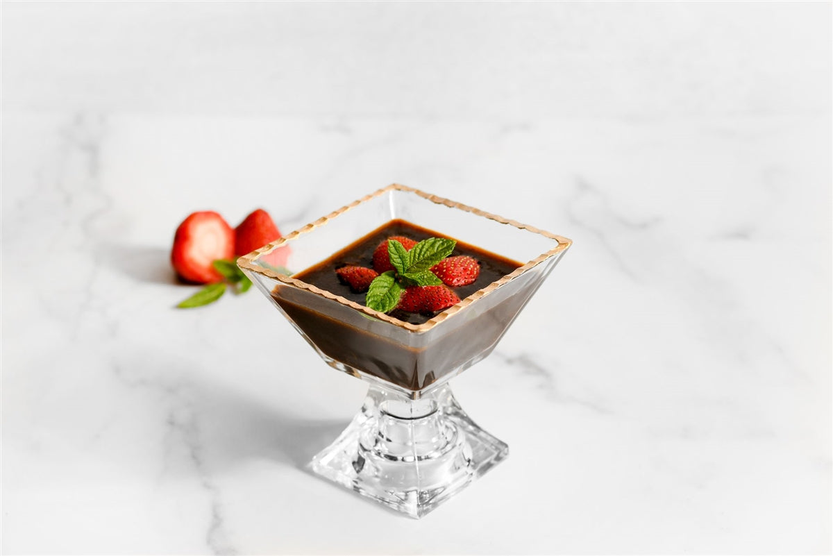 Monte Carlo Square Gold Rimmed Pedestal Dessert Cups - 6oz