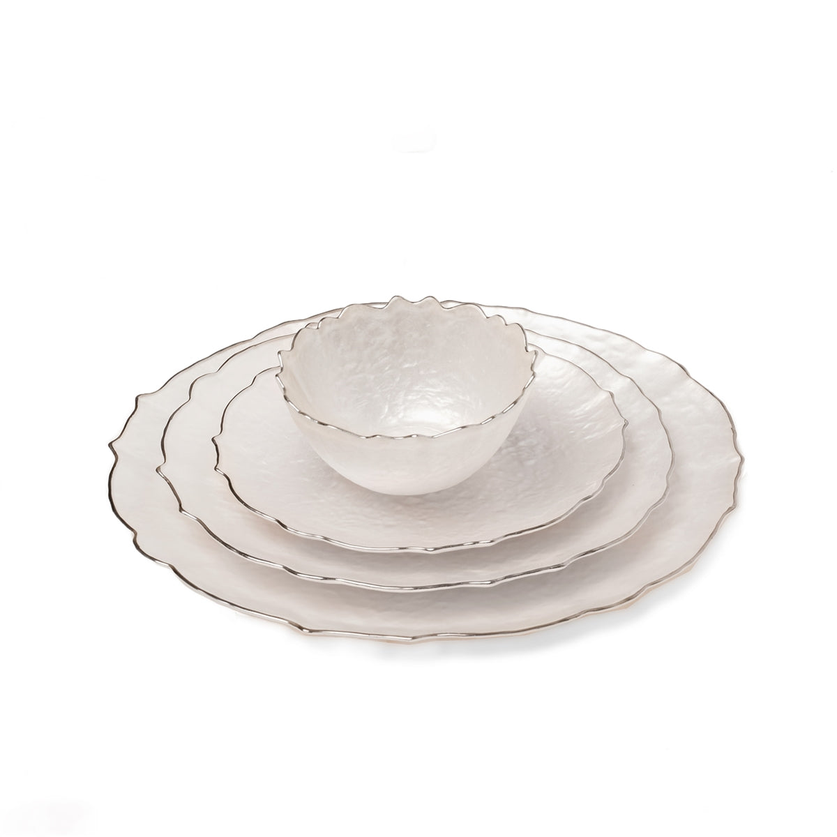 Glass Dinner plate with Silver Rim