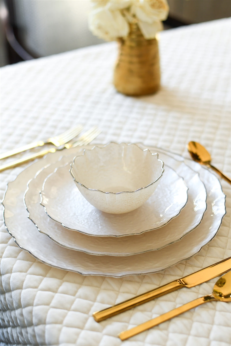 Glass Dinner plate with Silver Rim