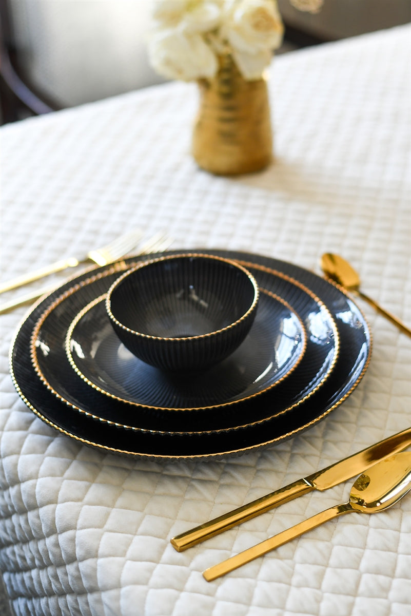 Black Metallic Painted Glass Plate