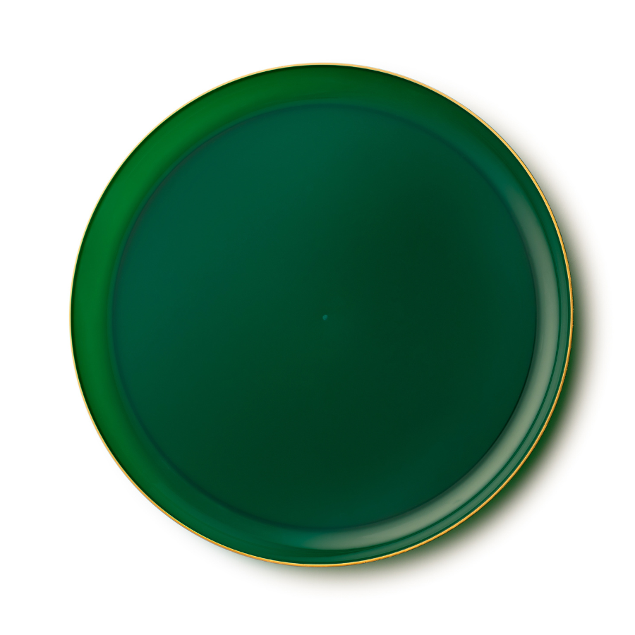 Decor Edge Collection green plate with gold rim, 8.5 inch salad