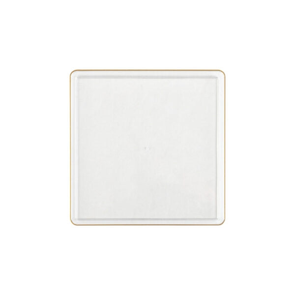 Square Plates Clear/Gold Rim- 10 Count - The Closeout Connection