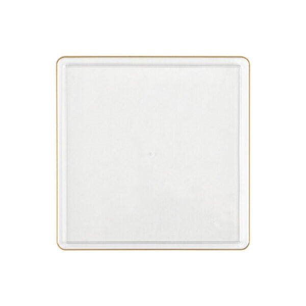 Square Plates Clear/Gold Rim- 10 Count - The Closeout Connection