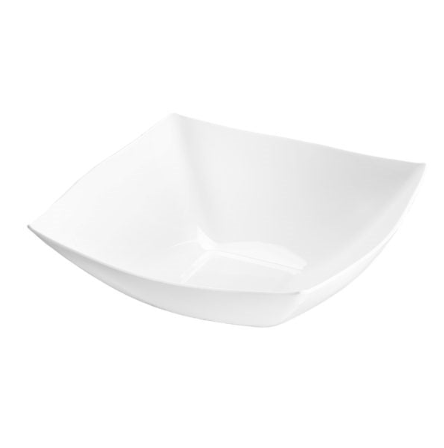 Fancy Square White Plastic Serving Bowls- 4 Count