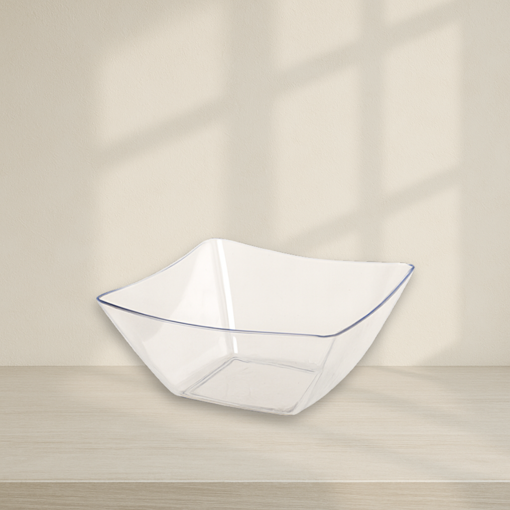Fancy Square Clear Plastic Serving Bowl