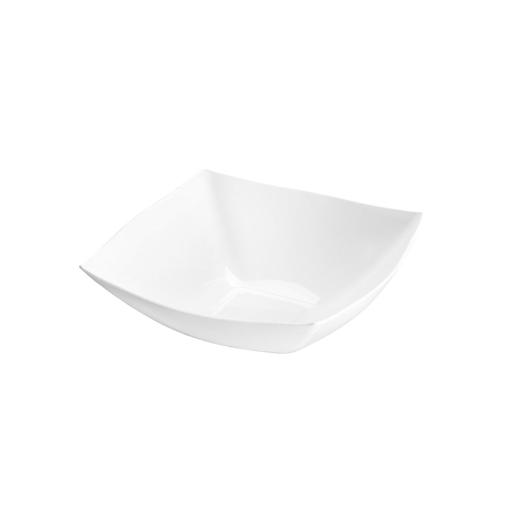 Fancy Square White Plastic Serving Bowls- 4 Count