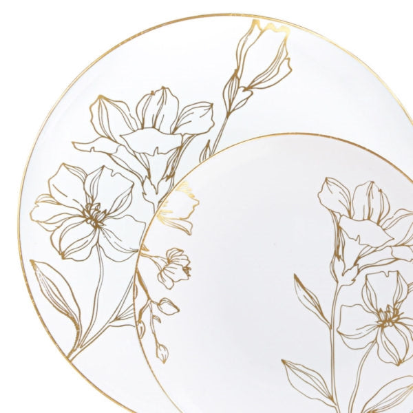Antique Floral White and Gold Collection- 10 Count