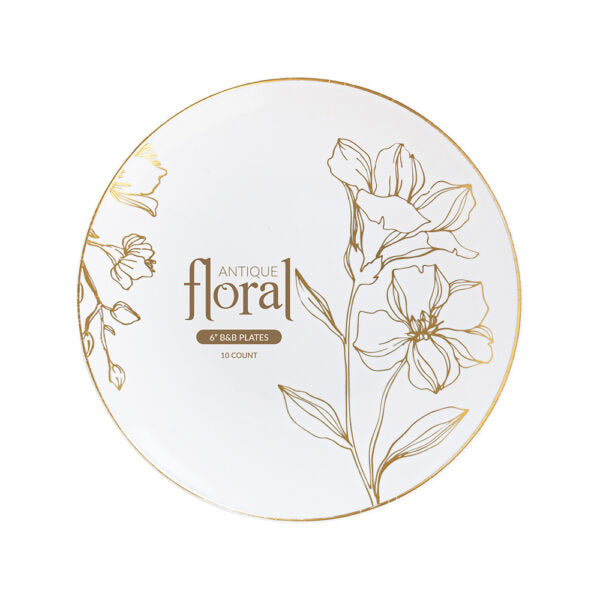 Antique Floral White and Gold Collection- 10 Count