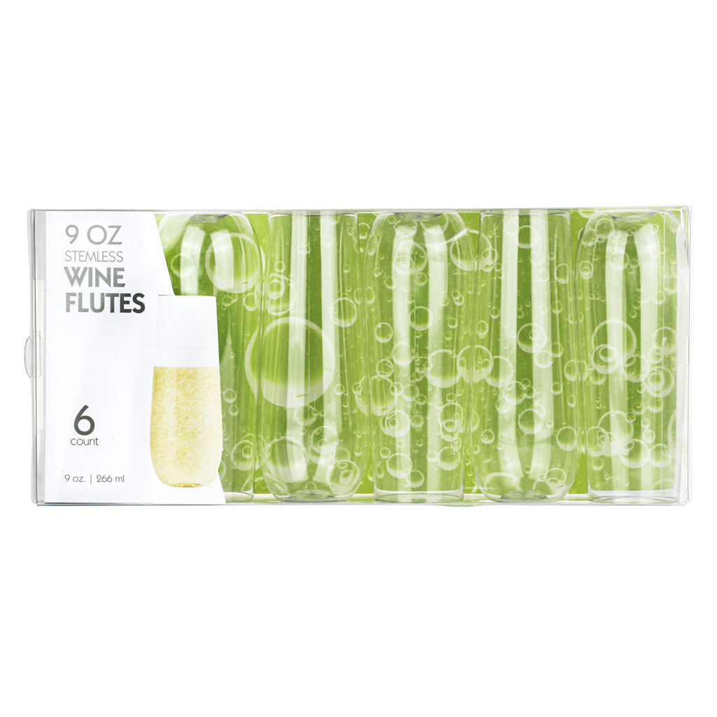 9oz Stemless Wine Flutes- 6 Count