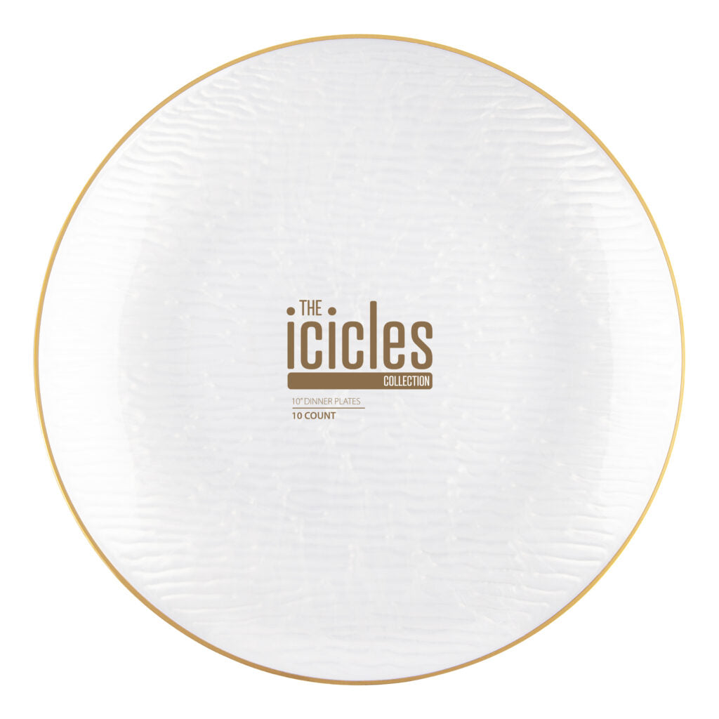 Icicles Plates Pearl/Gold Rim - The Closeout Connection