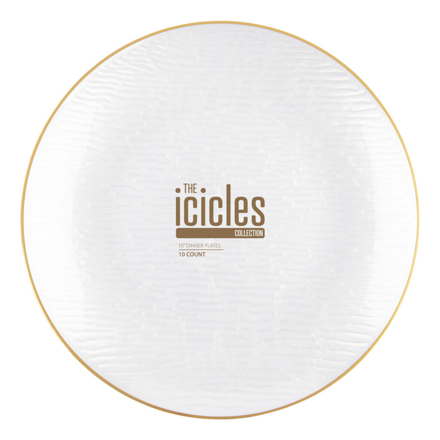 Icicles Plates Pearl/Gold Rim - The Closeout Connection