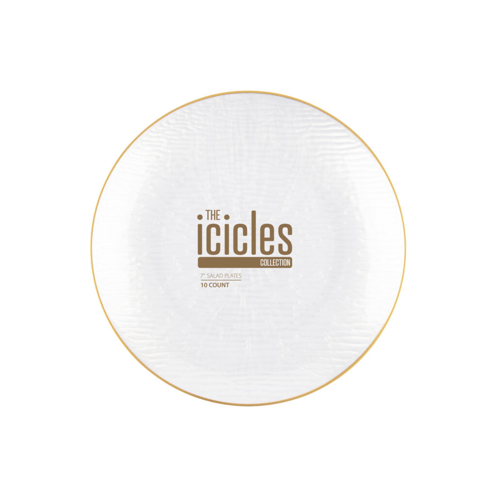 Icicles Plates Pearl/Gold Rim - The Closeout Connection