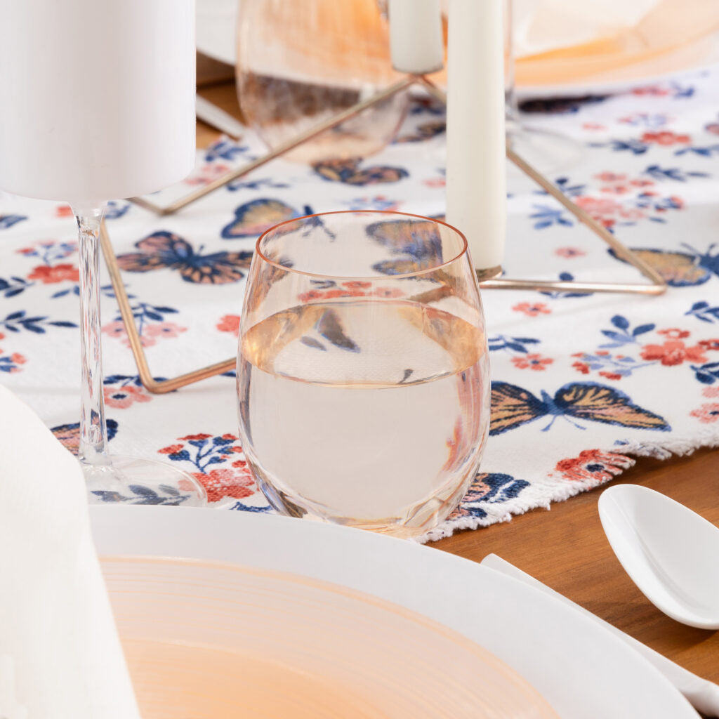 Stemless Goblets 12 oz Peach Transparent