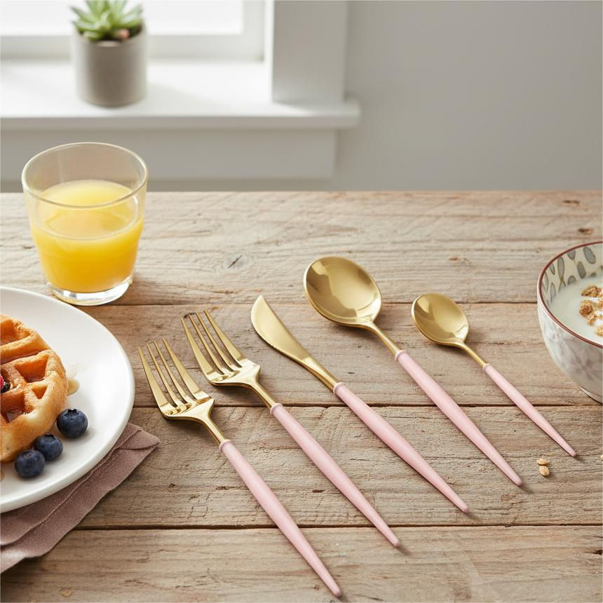 Pink and Gold Cutlery - 40 Piece