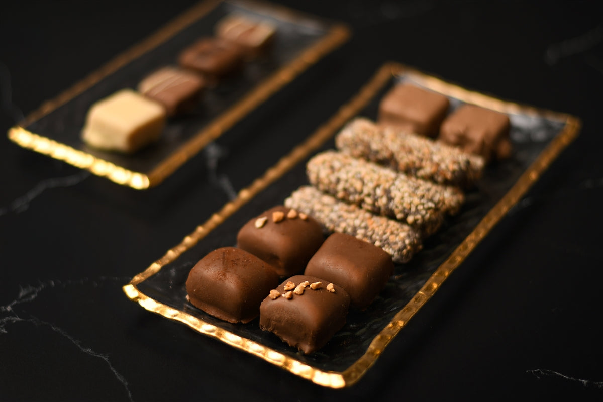 Clear Rectangular Glass Tray with Gold Rim - SM