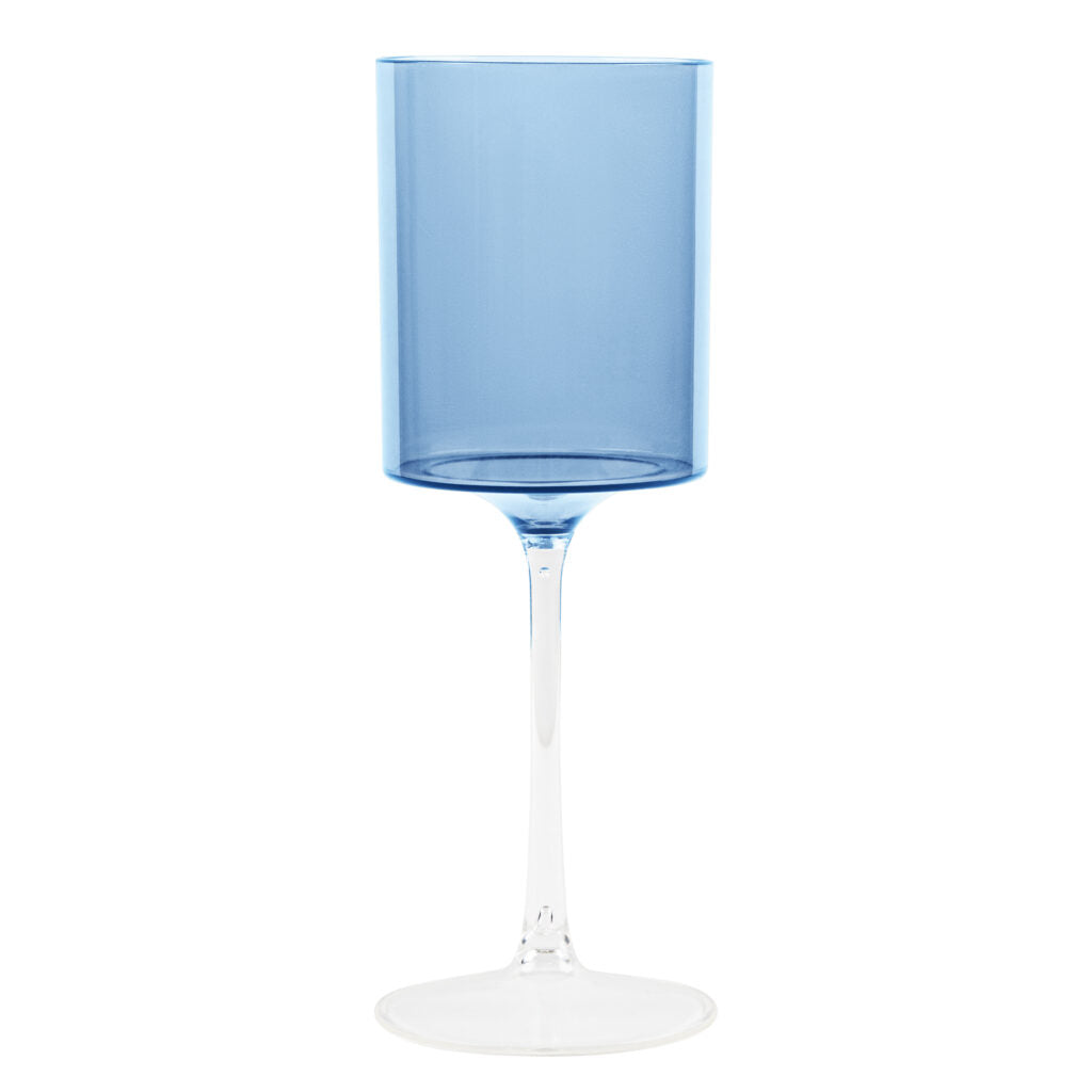 Two Tone Wine Glass 14oz Blue/Clear- 5 Count