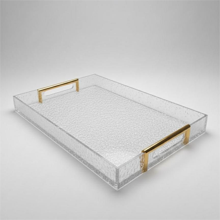 Marble and Glass Tray with Handles