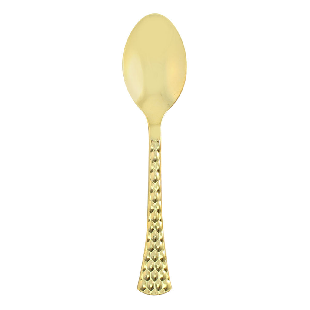 Hammered Soup Spoons Plastic Flatware- 20 Count