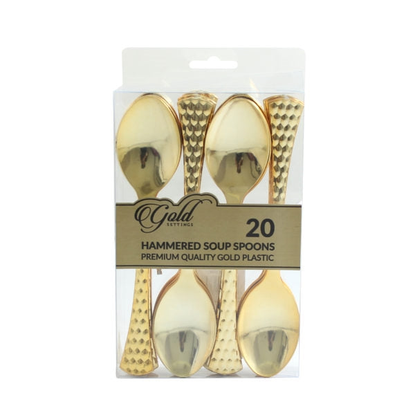 Hammered Soup Spoons Plastic Flatware- 20 Count