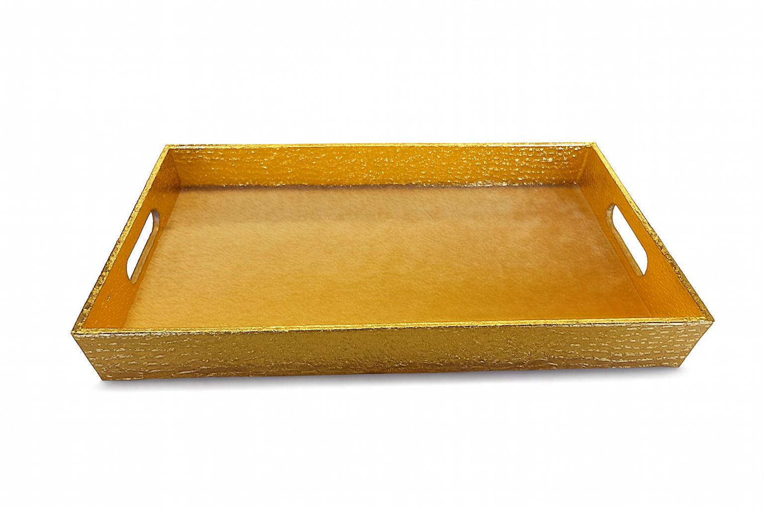 Faux Leather Tray in Gold
