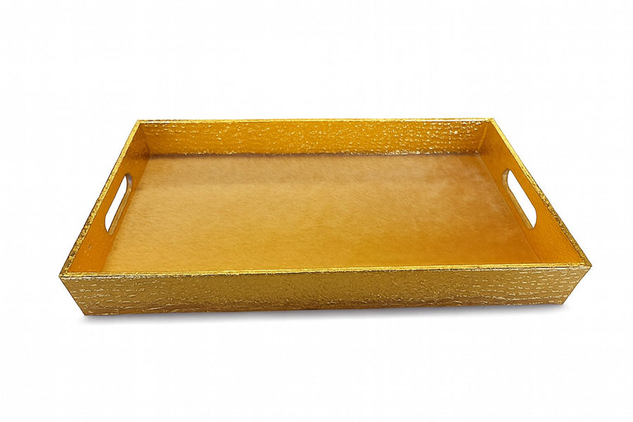 Faux Leather Tray in Gold - The Closeout Connection